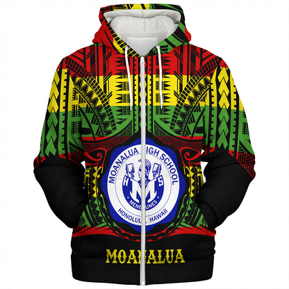 Hawaii Sherpa Hoodie Moanalua High School Reggae Color Polynesian