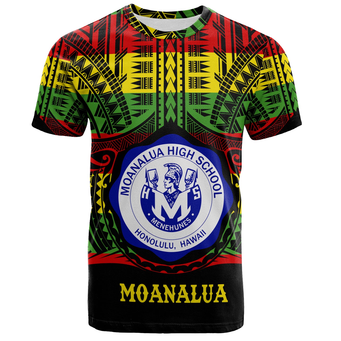 Hawaii T-Shirt Moanalua High School Reggae Color Polynesian