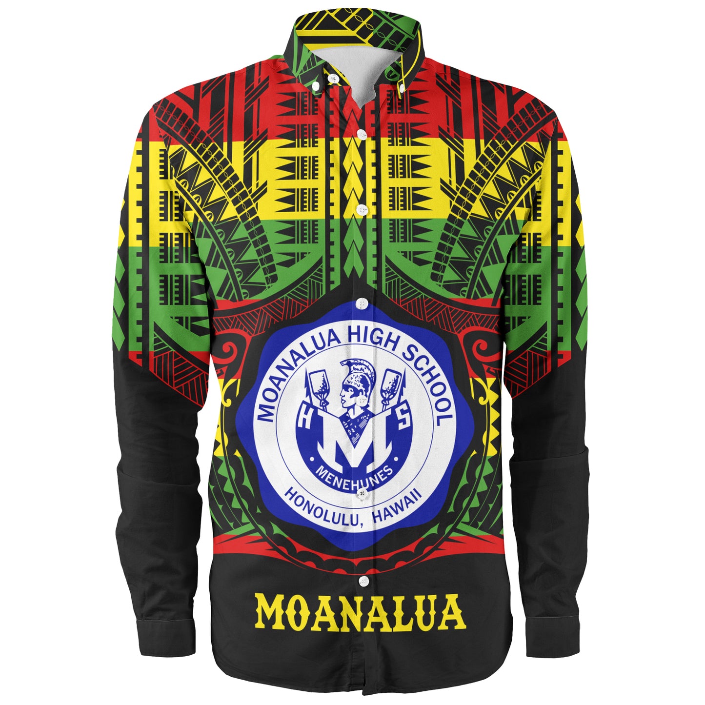 Hawaii Long Sleeve Shirt Moanalua High School Reggae Color Polynesian