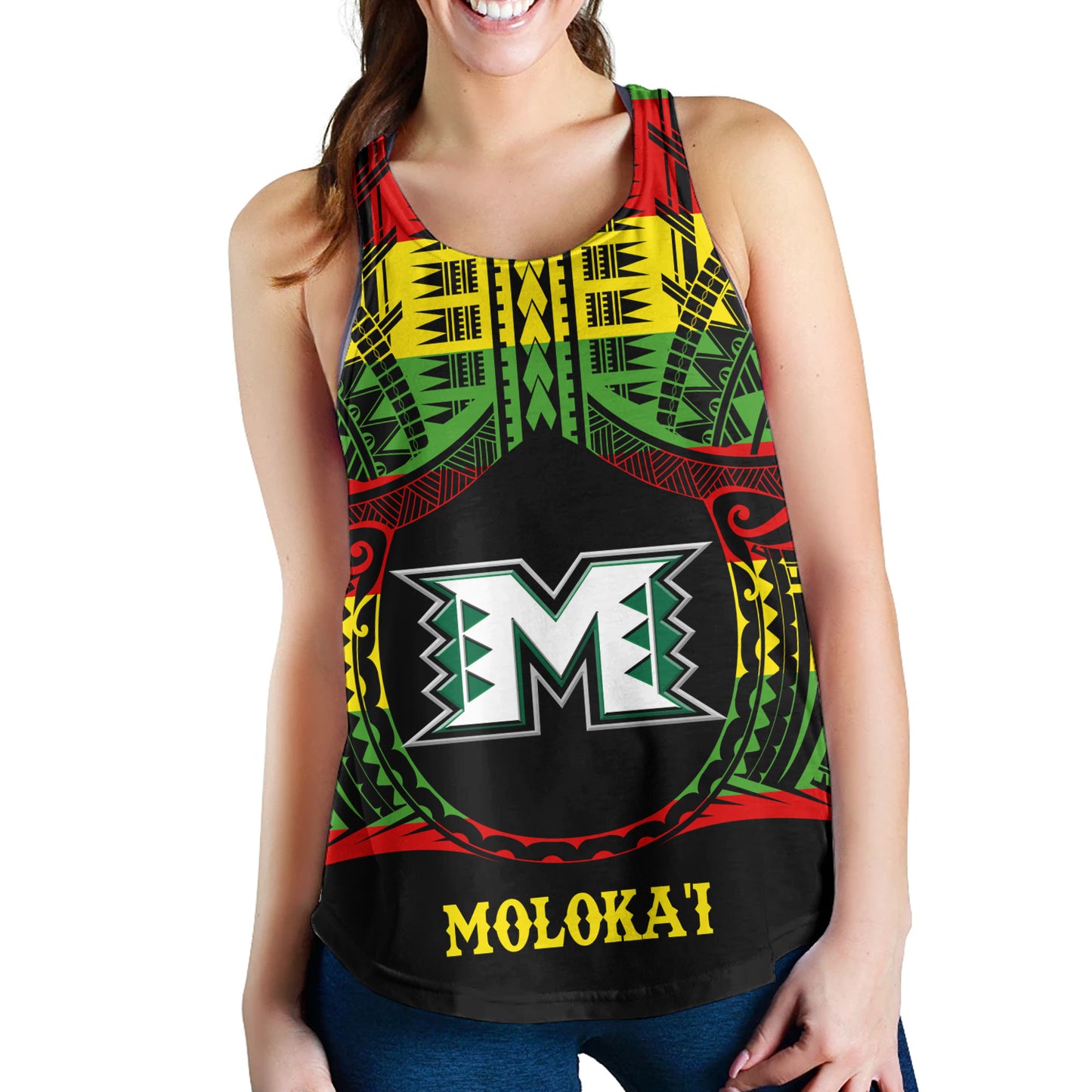 Hawaii Women Tank Moloka'i High School Reggae Color Polynesian