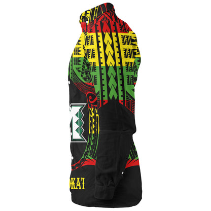 Hawaii Long Sleeve Shirt Moloka'i High School Reggae Color Polynesian