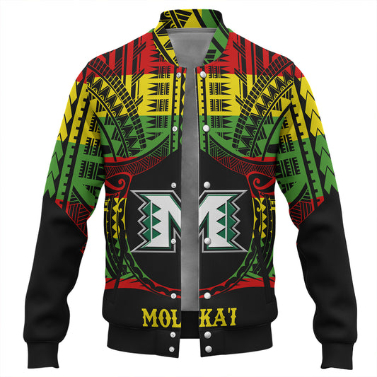 Hawaii Baseball Jacket Moloka'i High School Reggae Color Polynesian