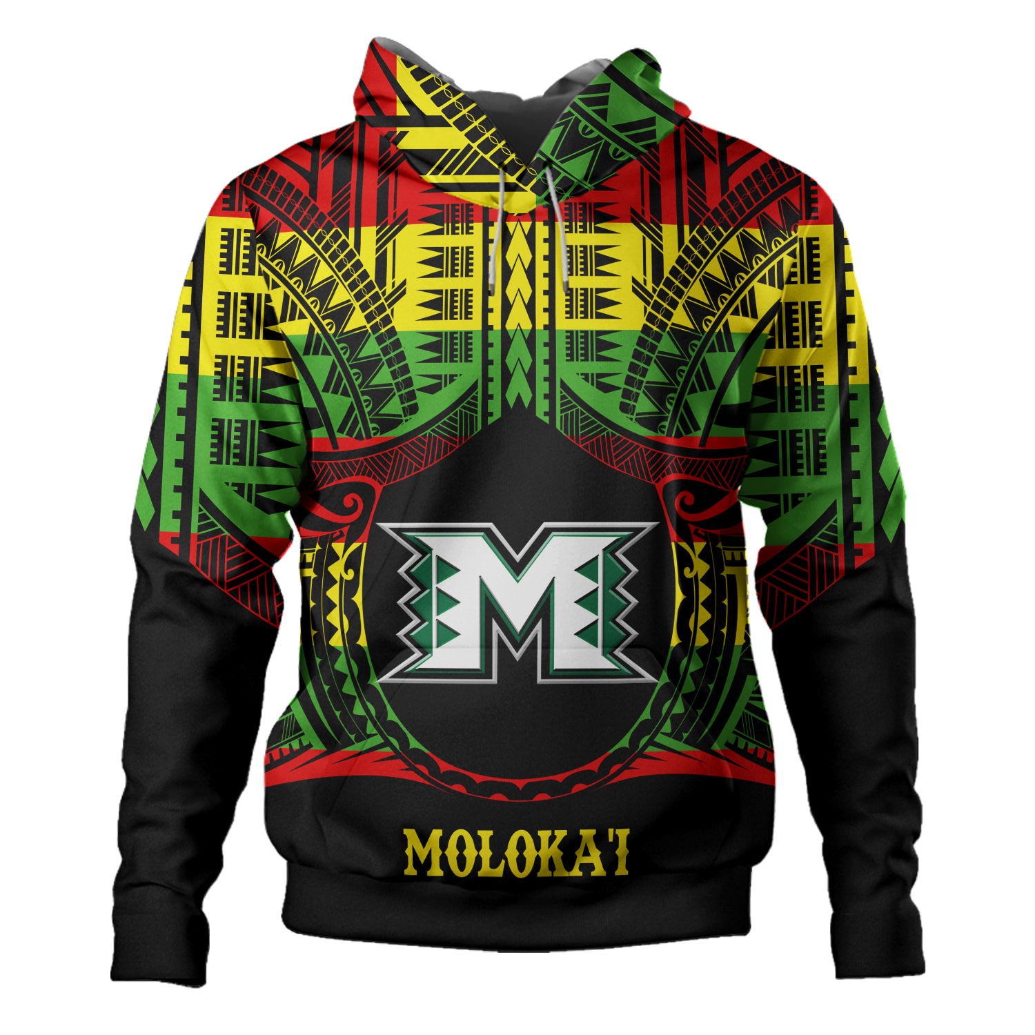 Hawaii Hoodie Moloka'i High School Reggae Color Polynesian