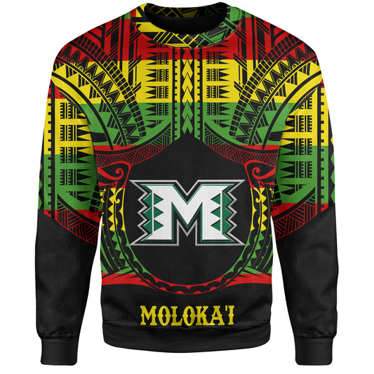 Hawaii Sweatshirt Moloka'i High School Reggae Color Polynesian