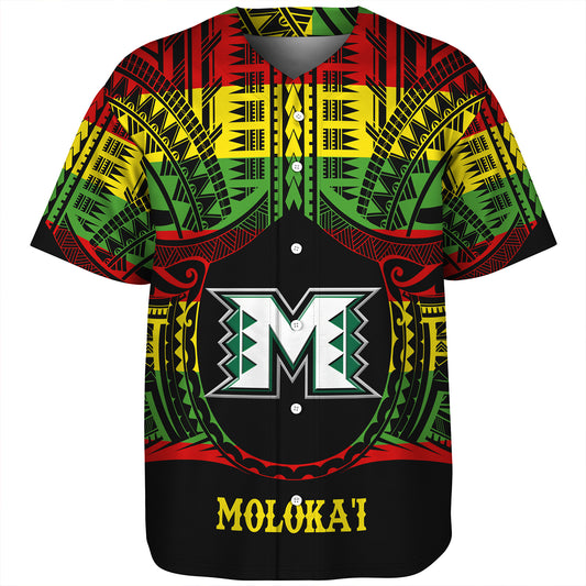 Hawaii Baseball Shirt Moloka'i High School Reggae Color Polynesian