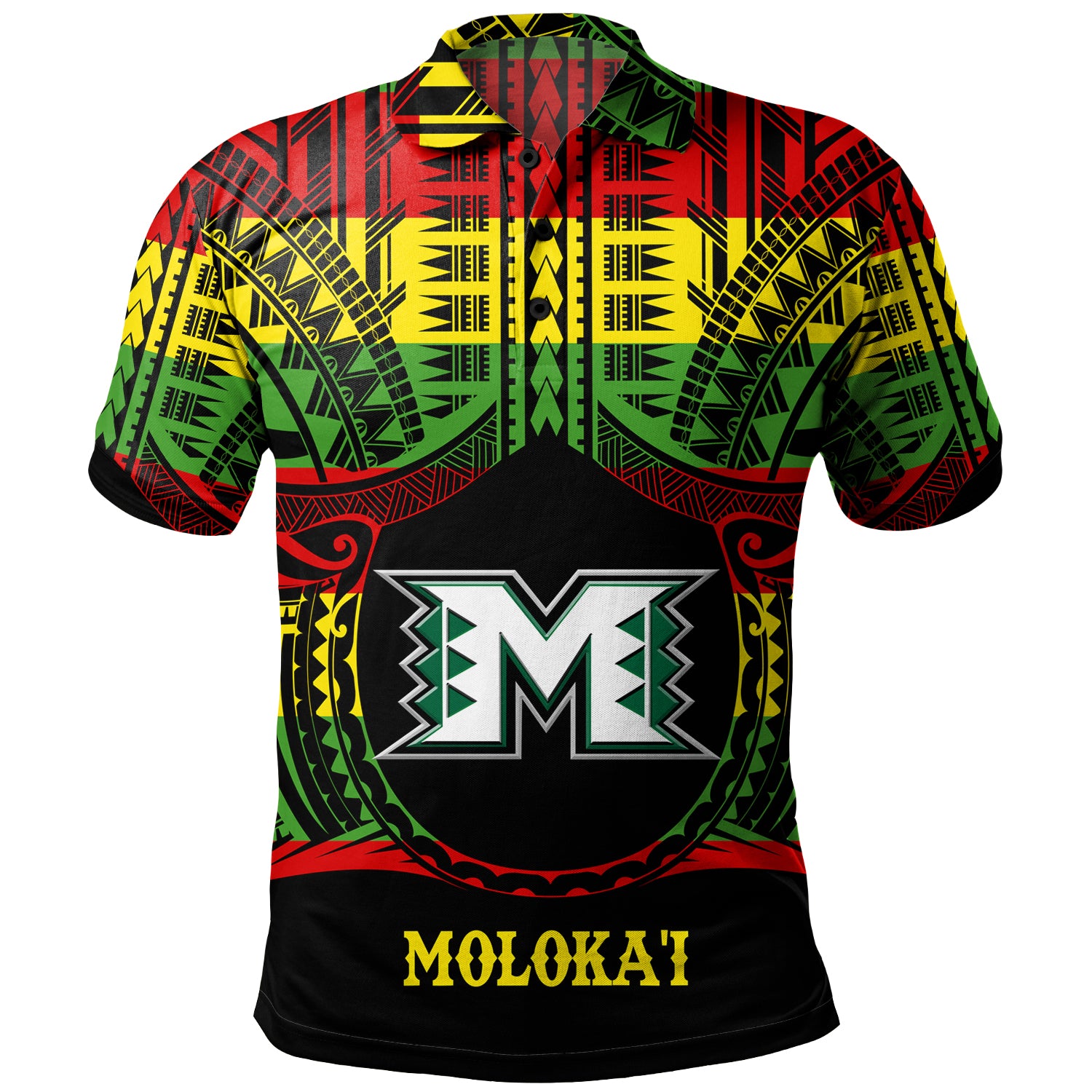 Hawaii Polo Shirt Moloka'i High School Reggae Color Polynesian