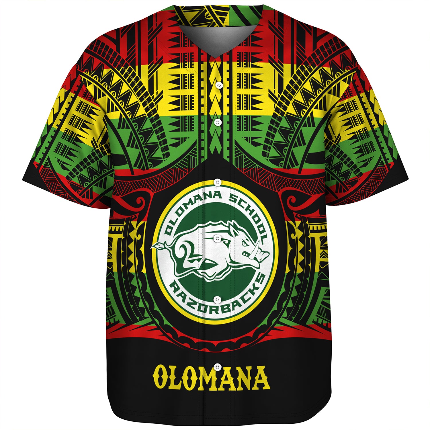Hawaii Baseball Shirt Olomana High School Reggae Color Polynesian