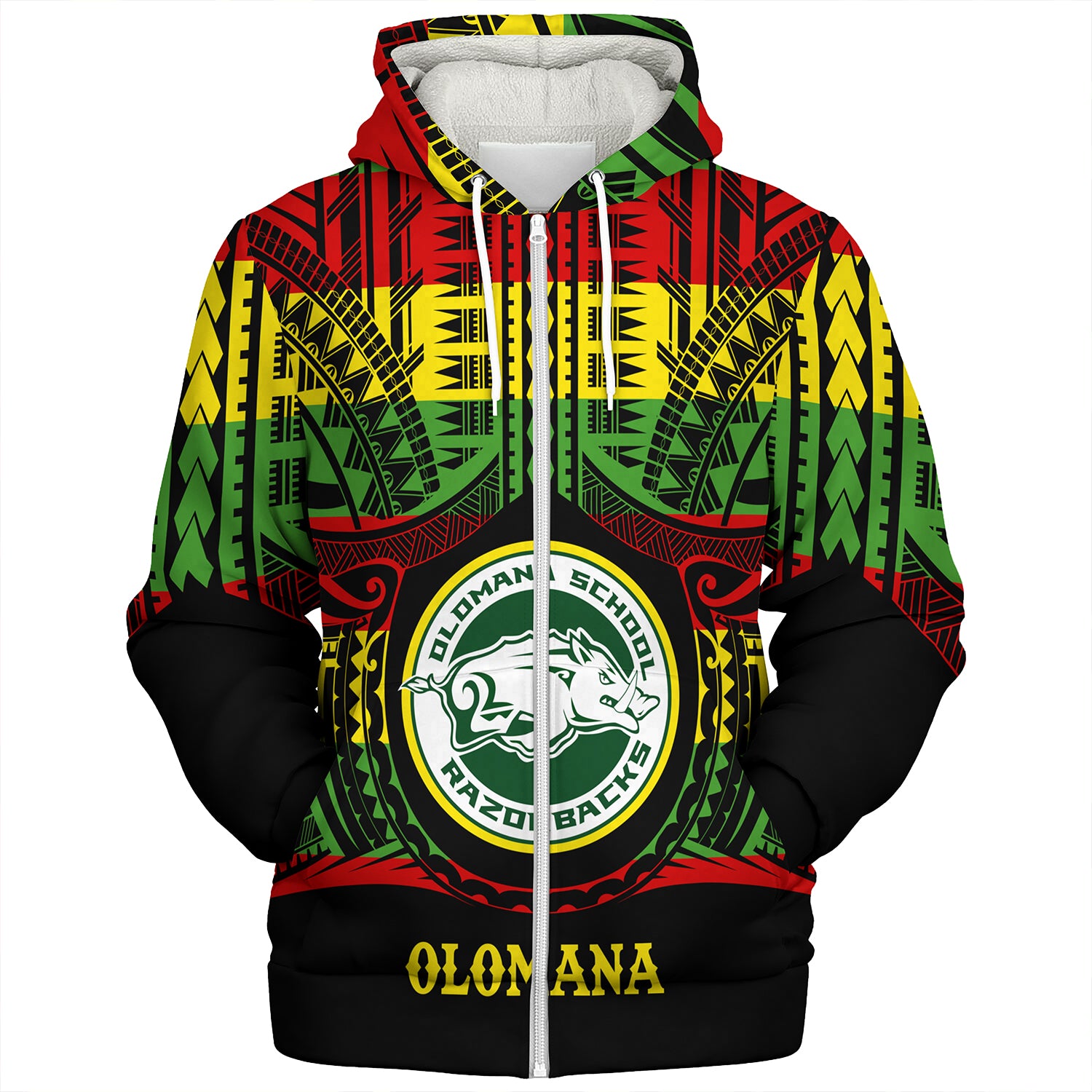 Hawaii Sherpa Hoodie Olomana High School Reggae Color Polynesian