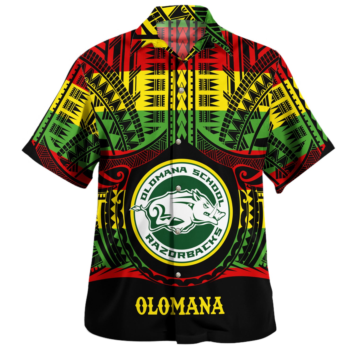 Hawaii Hawaiian Shirt Olomana High School Reggae Color Polynesian