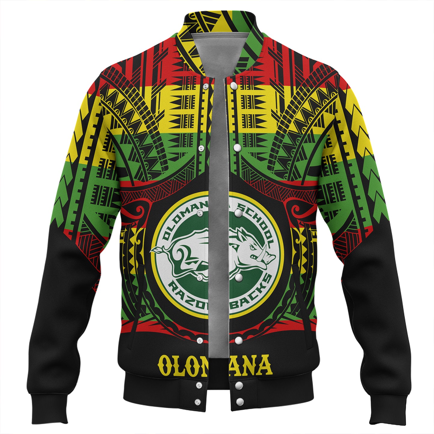 Hawaii Baseball Jacket Olomana High School Reggae Color Polynesian