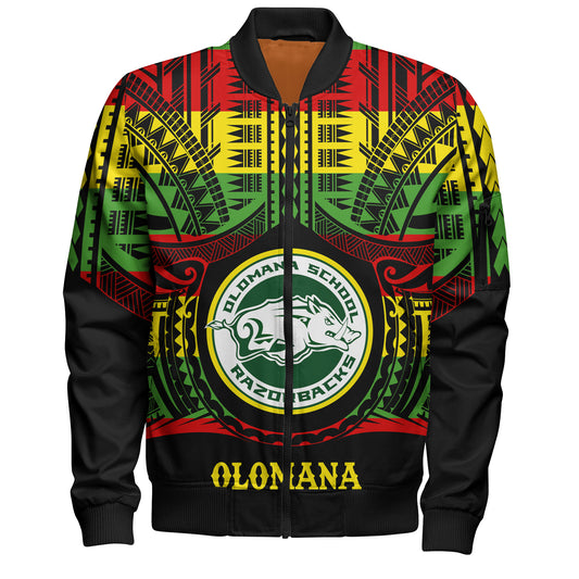 Hawaii Bomber Jacket Olomana High School Reggae Color Polynesian