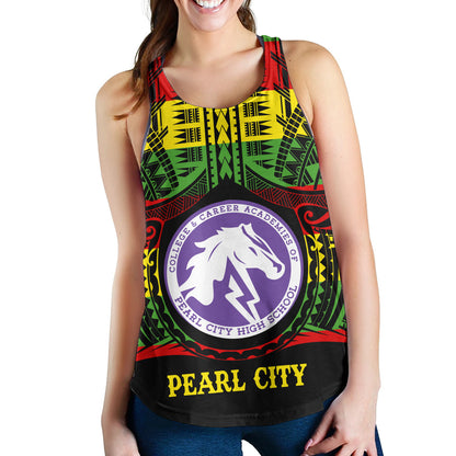 Hawaii Women Tank Pearl City High School Reggae Color Polynesian