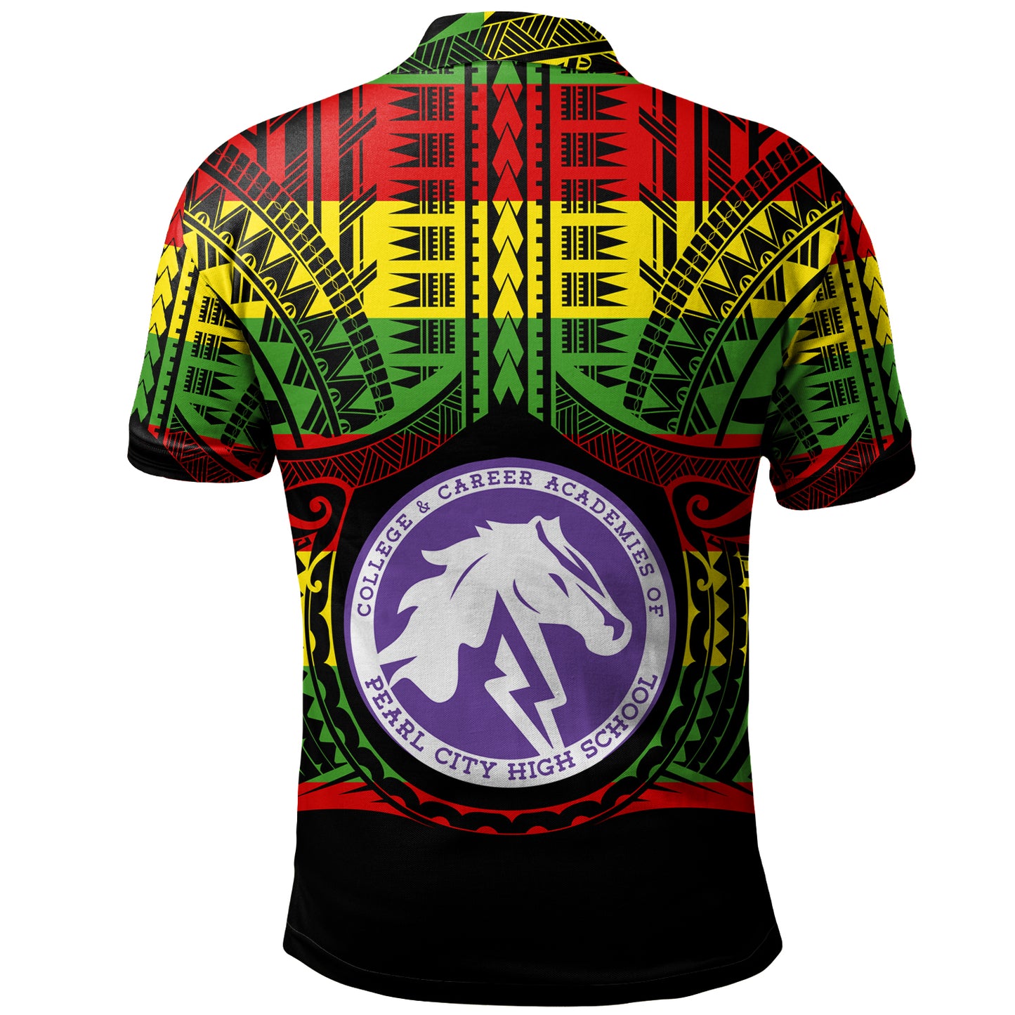 Hawaii Polo Shirt Pearl City High School Reggae Color Polynesian