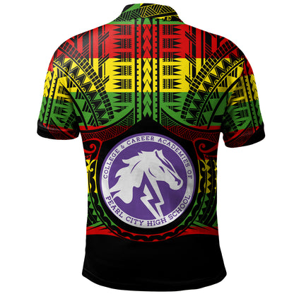 Hawaii Polo Shirt Pearl City High School Reggae Color Polynesian