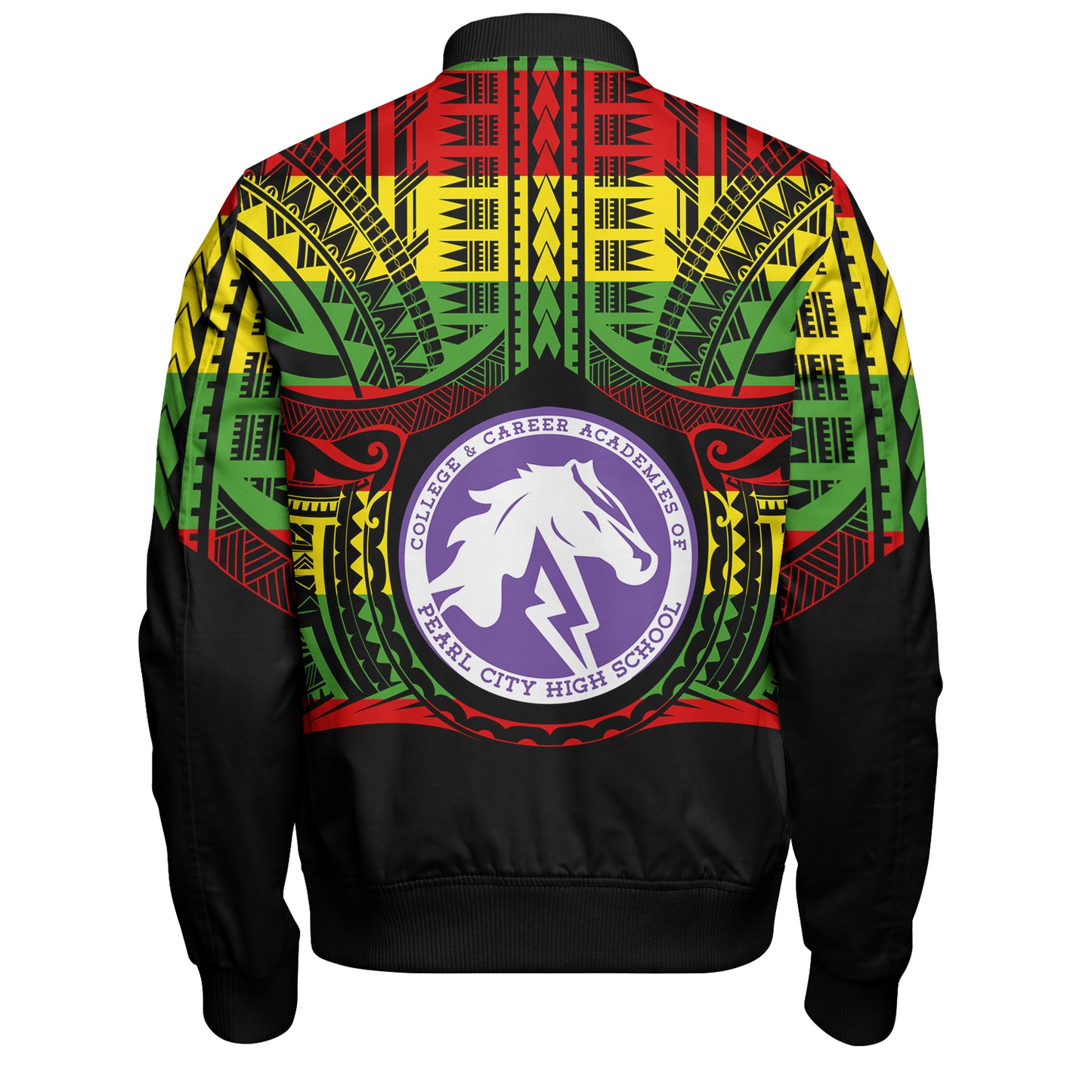 Hawaii Bomber Jacket Pearl City High School Reggae Color Polynesian