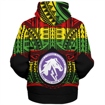 Hawaii Sherpa Hoodie Pearl City High School Reggae Color Polynesian