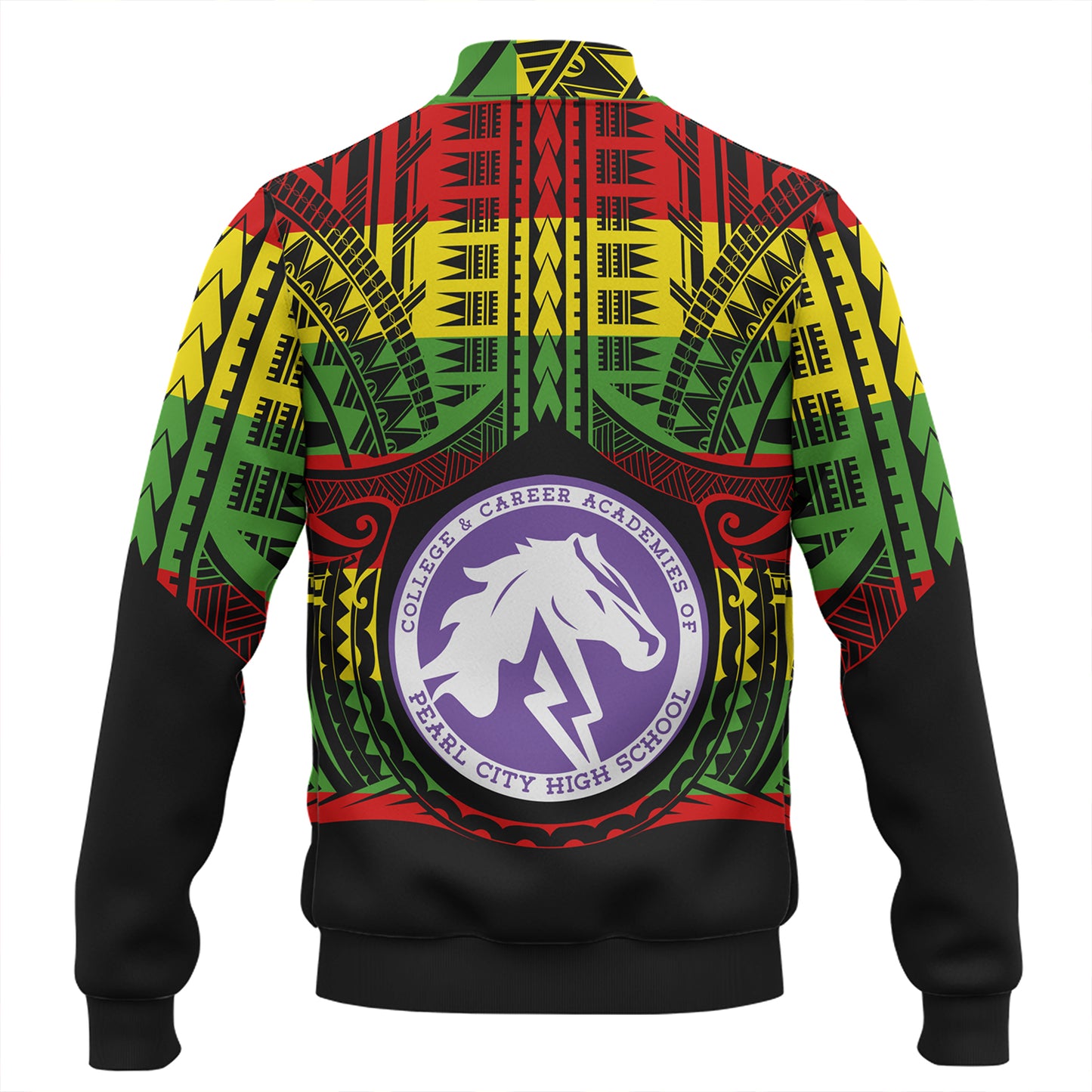 Hawaii Baseball Jacket Pearl City High School Reggae Color Polynesian