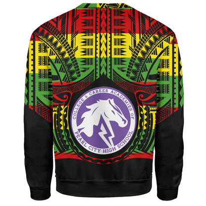 Hawaii Sweatshirt Pearl City High School Reggae Color Polynesian