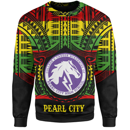 Hawaii Sweatshirt Pearl City High School Reggae Color Polynesian