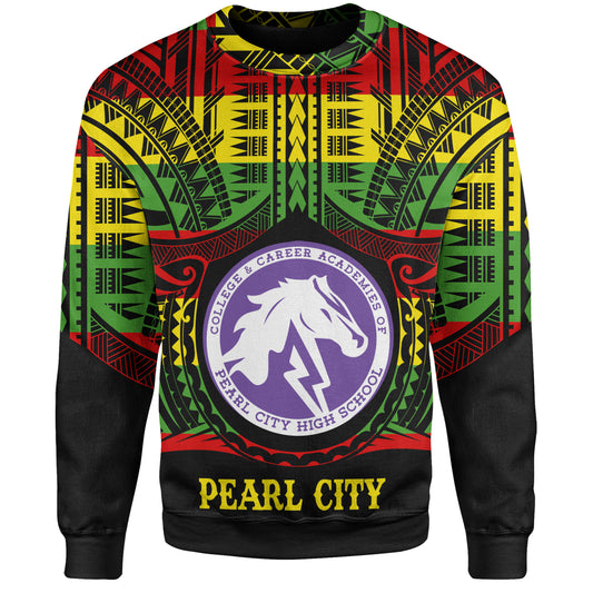 Hawaii Sweatshirt Pearl City High School Reggae Color Polynesian