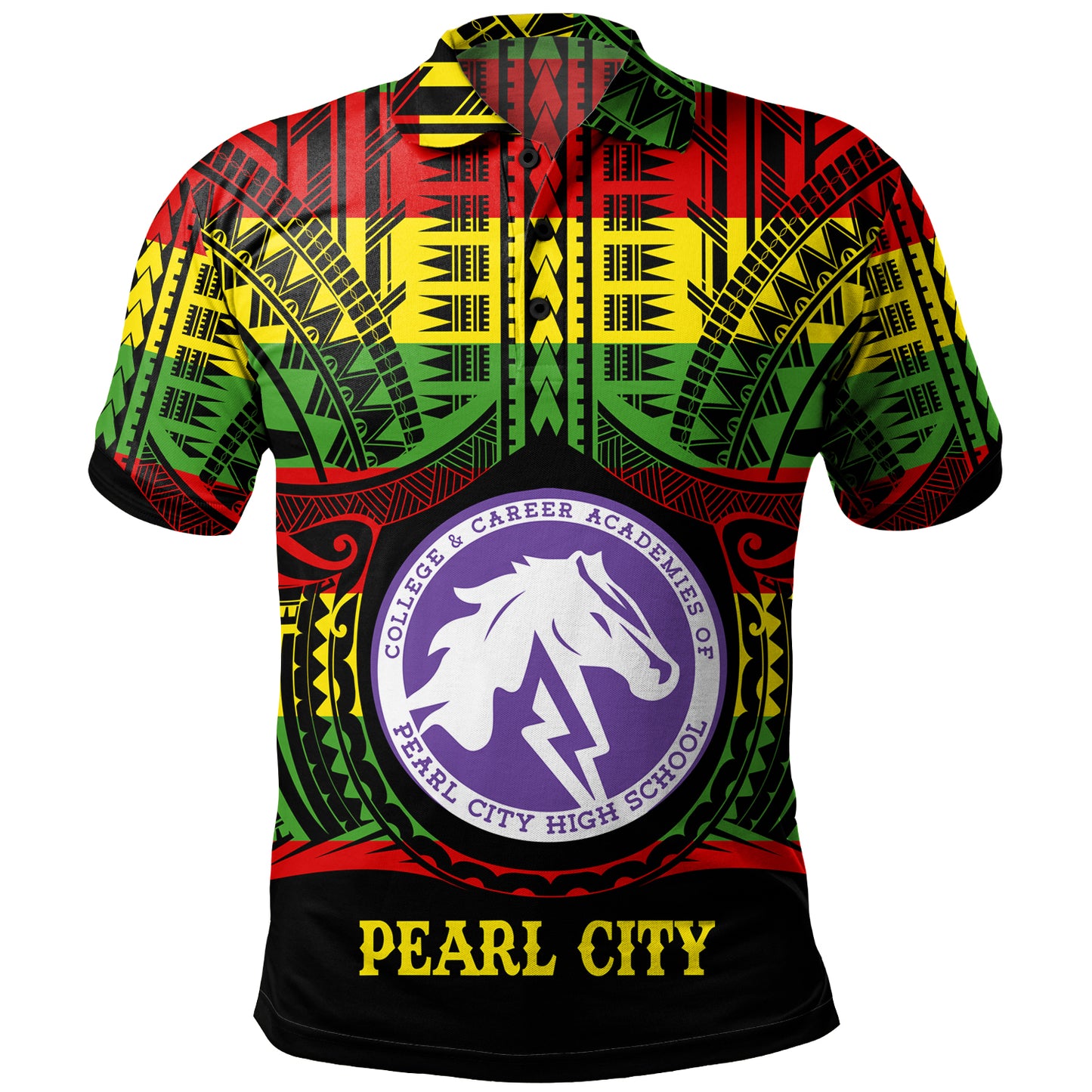 Hawaii Polo Shirt Pearl City High School Reggae Color Polynesian