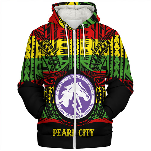 Hawaii Sherpa Hoodie Pearl City High School Reggae Color Polynesian