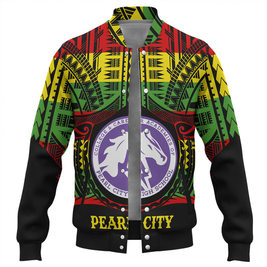 Hawaii Baseball Jacket Pearl City High School Reggae Color Polynesian