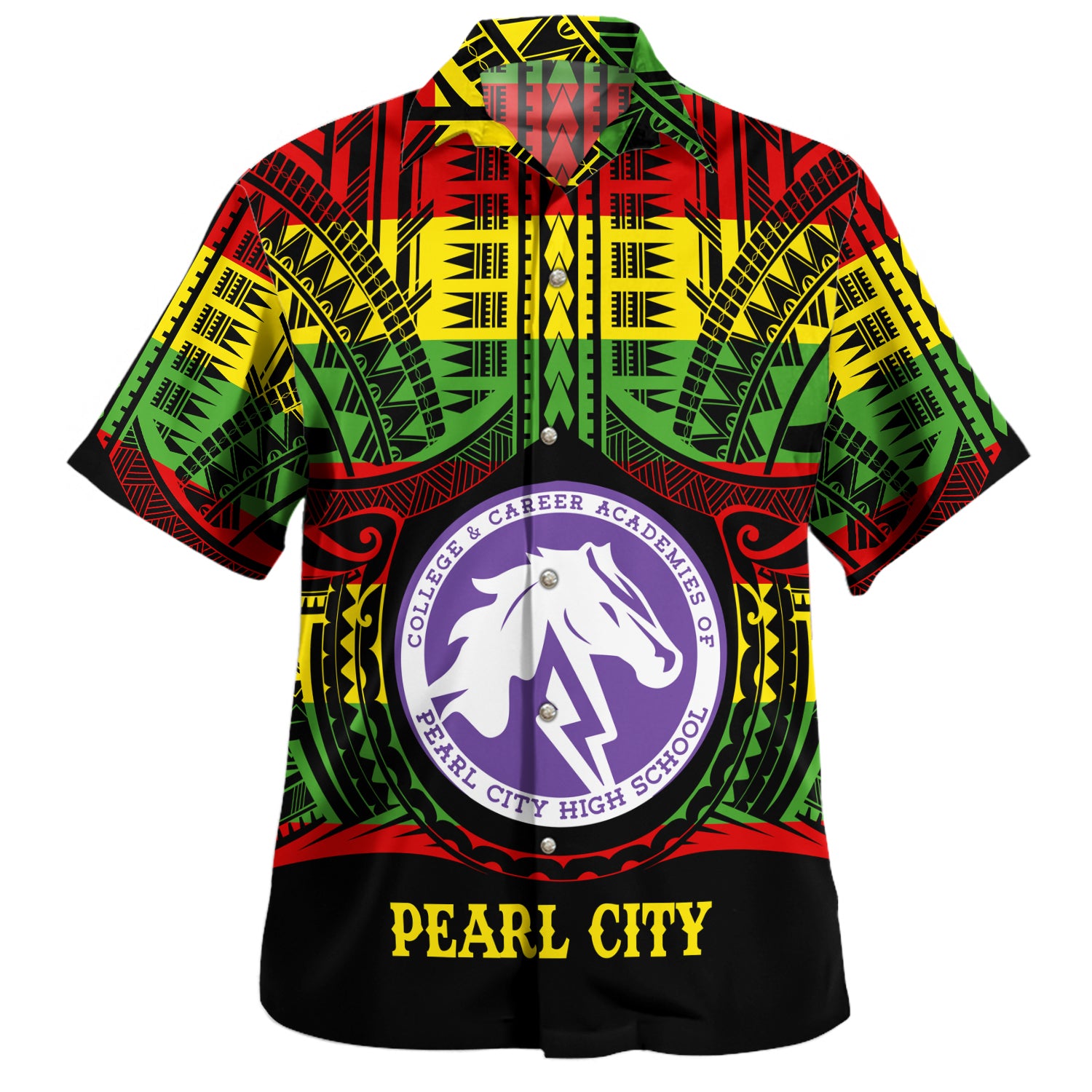 Hawaii Hawaiian Shirt Pearl City High School Reggae Color Polynesian