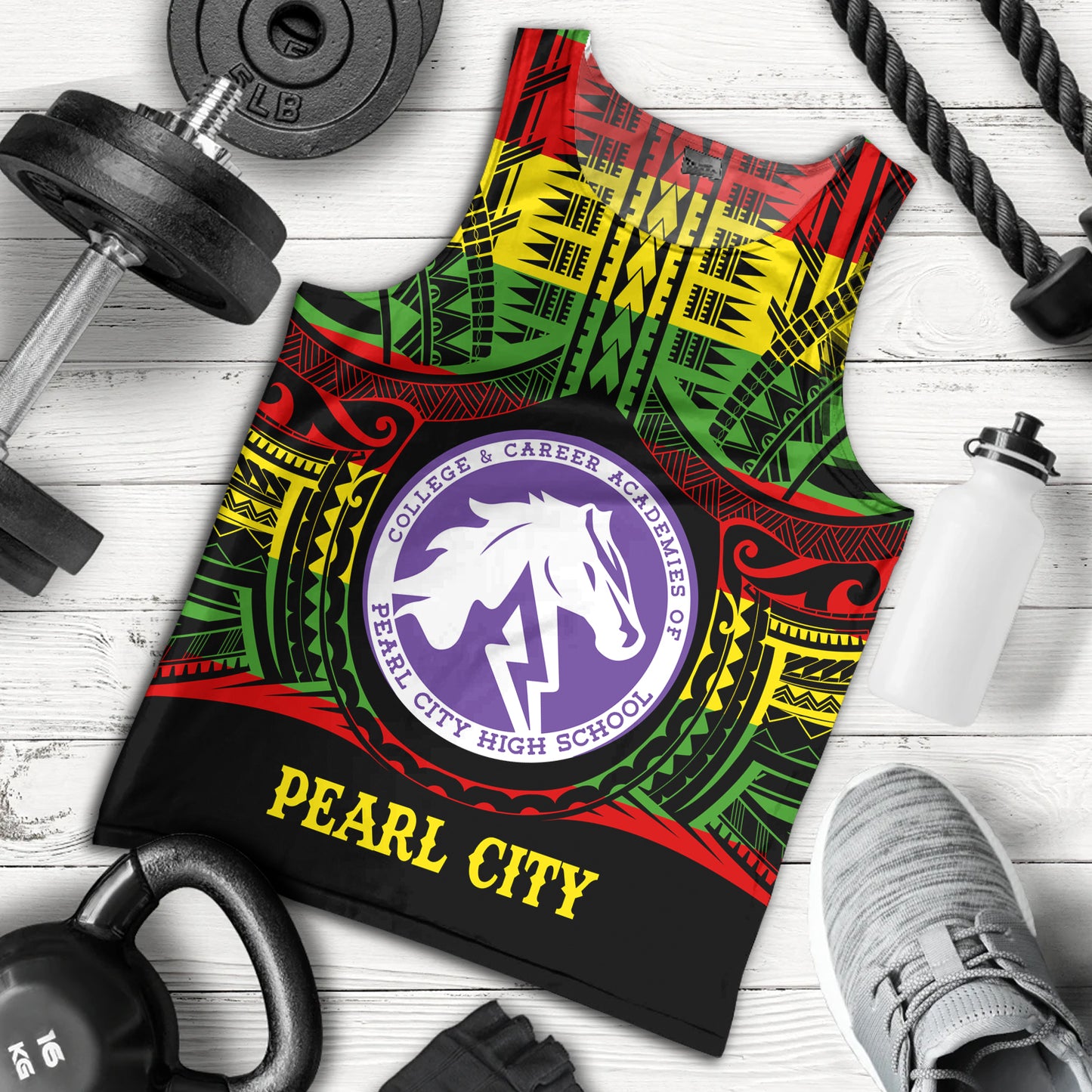 Hawaii Tank Top Pearl City High School Reggae Color Polynesian