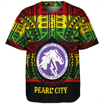 Hawaii Baseball Shirt Pearl City High School Reggae Color Polynesian