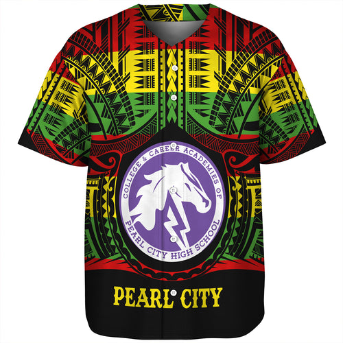 Hawaii Baseball Shirt Pearl City High School Reggae Color Polynesian