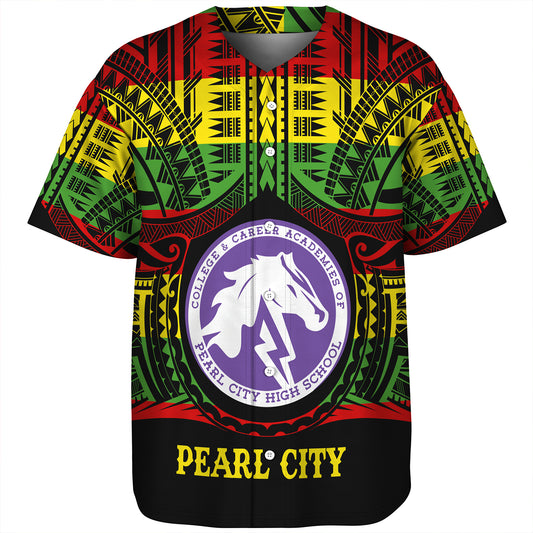 Hawaii Baseball Shirt Pearl City High School Reggae Color Polynesian