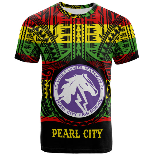 Hawaii T-Shirt Pearl City High School Reggae Color Polynesian