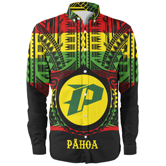 Hawaii Long Sleeve Shirt PÄhoa High & Intermediate Shool Reggae Color Polynesian