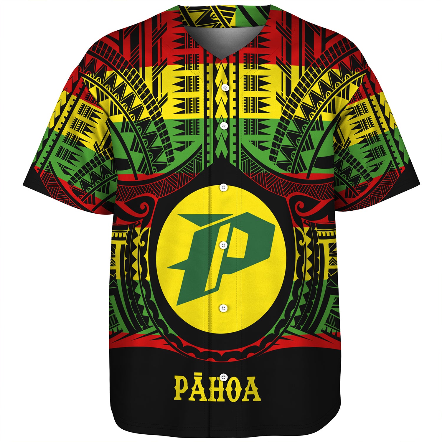 Hawaii Baseball Shirt PÄhoa High & Intermediate Shool Reggae Color Polynesian