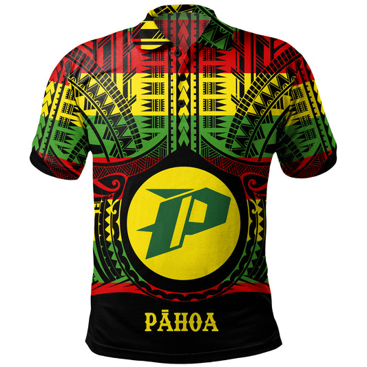Hawaii Polo Shirt PÄhoa High & Intermediate Shool Reggae Color Polynesian