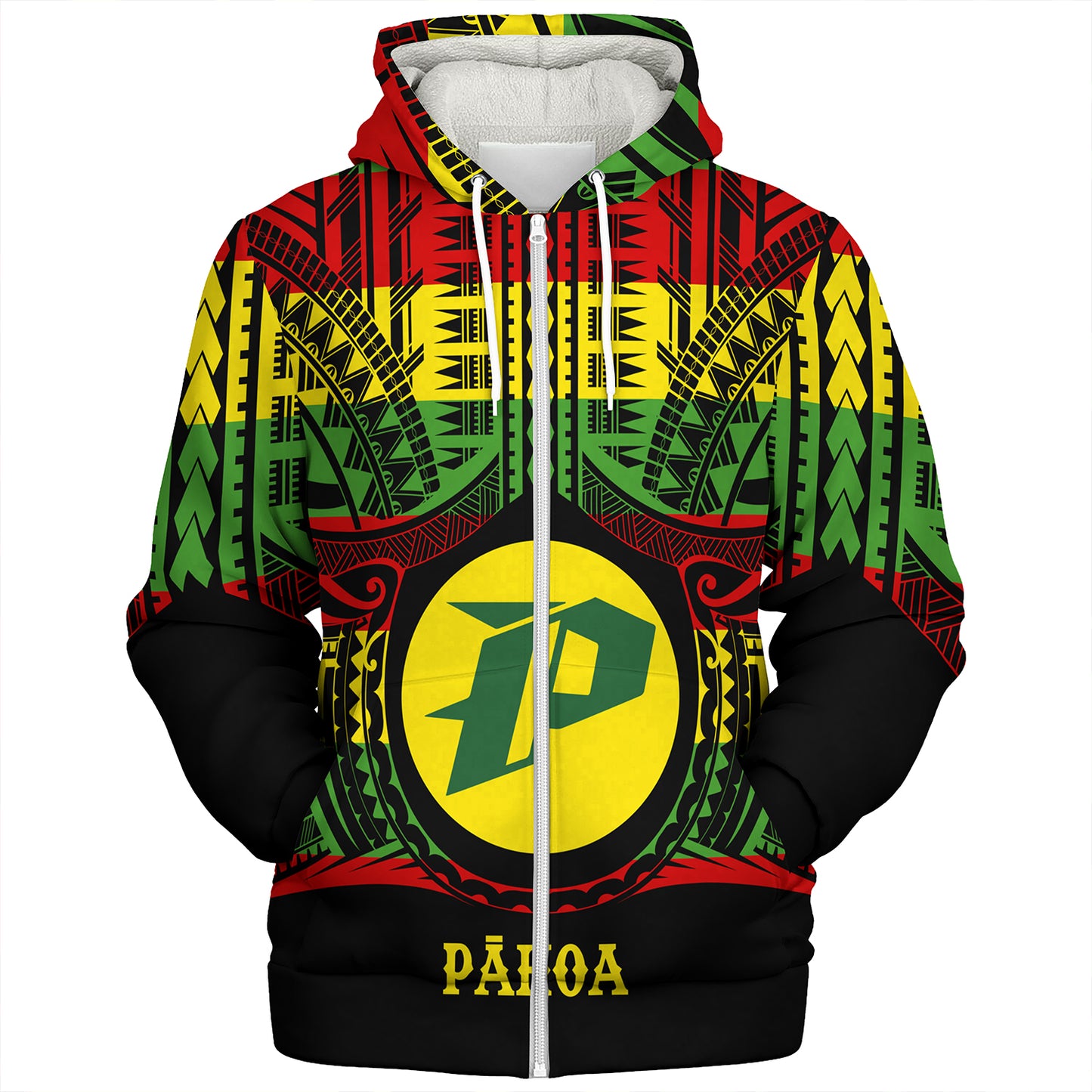 Hawaii Sherpa Hoodie PÄhoa High & Intermediate Shool Reggae Color Polynesian