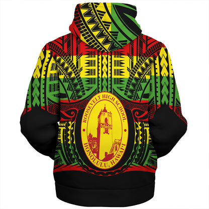Hawaii Sherpa Hoodie President Theodore Roosevelt High School Reggae Color Polynesian