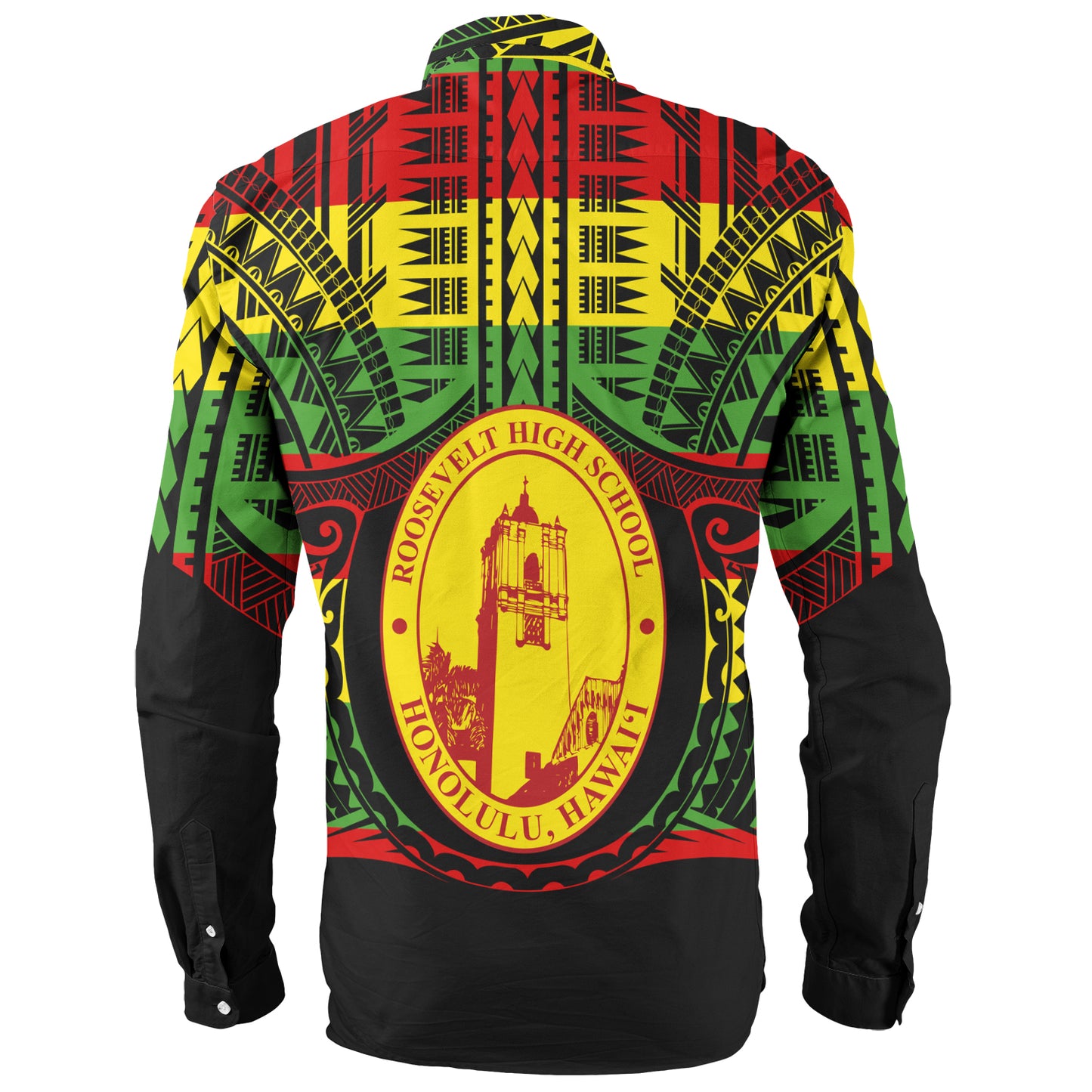 Hawaii Long Sleeve Shirt President Theodore Roosevelt High School Reggae Color Polynesian