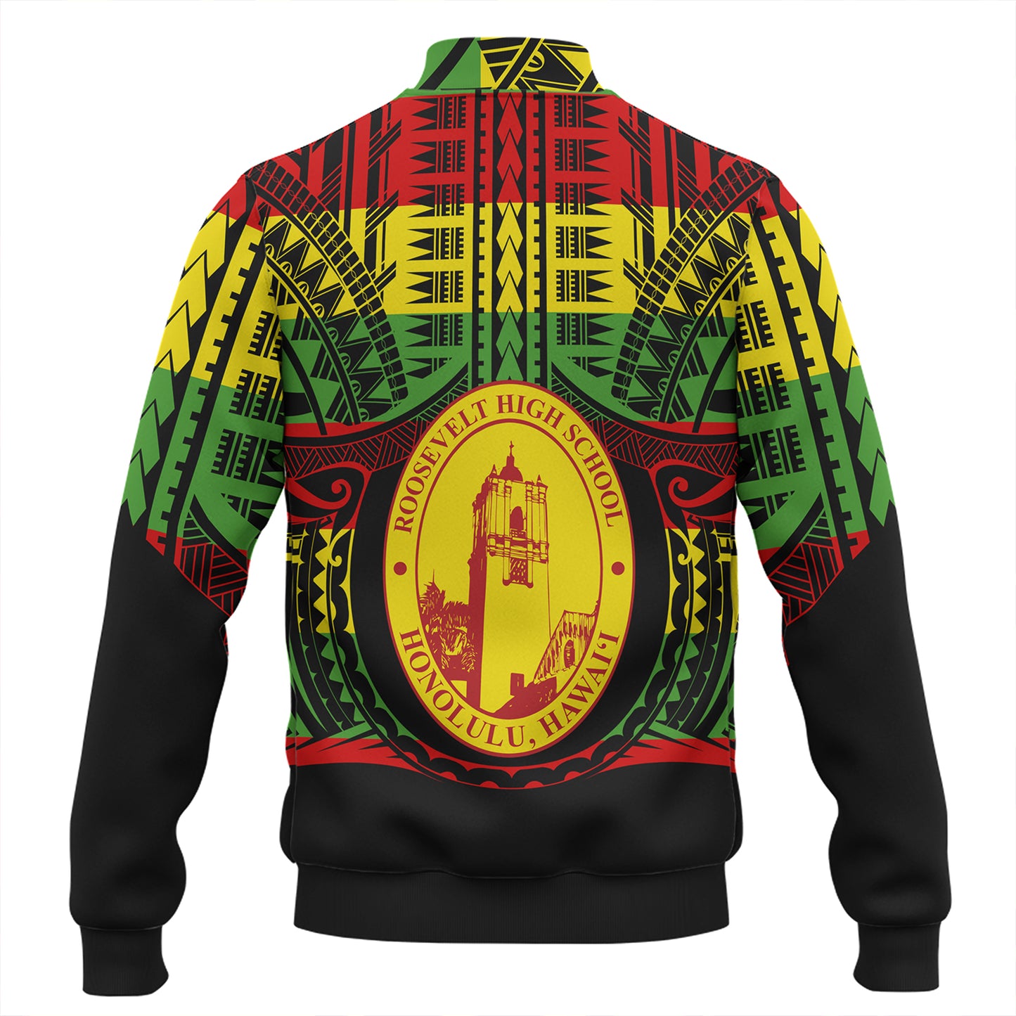 Hawaii Baseball Jacket President Theodore Roosevelt High School Reggae Color Polynesian
