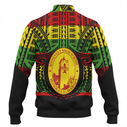 Hawaii Baseball Jacket President Theodore Roosevelt High School Reggae Color Polynesian