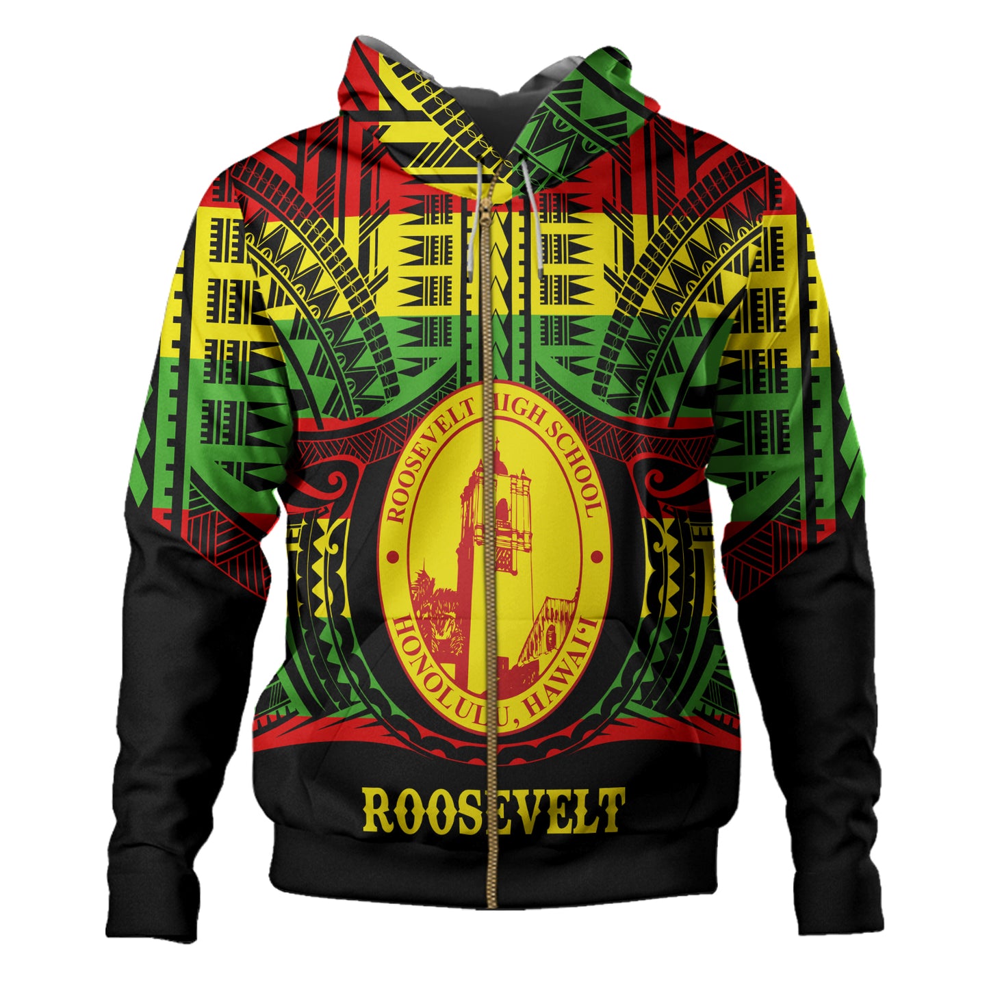Hawaii Hoodie President Theodore Roosevelt High School Reggae Color Polynesian