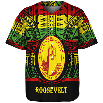 Hawaii Baseball Shirt President Theodore Roosevelt High School Reggae Color Polynesian