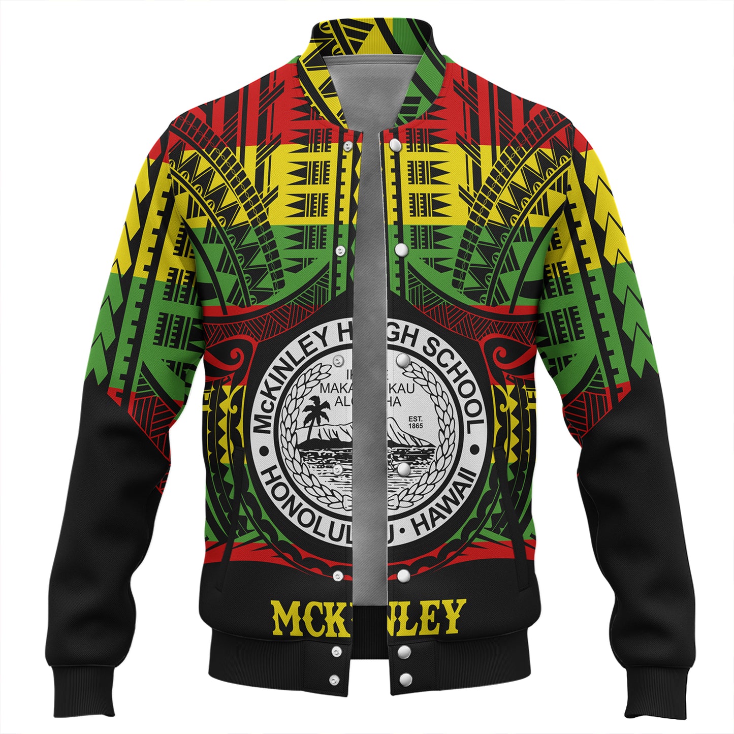 Hawaii Baseball Jacket President William McKinley High School Reggae Color Polynesian