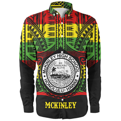 Hawaii Long Sleeve Shirt President William McKinley High School Reggae Color Polynesian