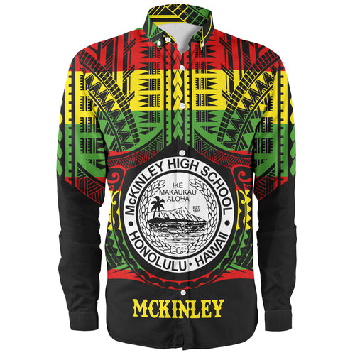 Hawaii Long Sleeve Shirt President William McKinley High School Reggae Color Polynesian