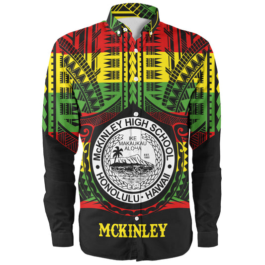 Hawaii Long Sleeve Shirt President William McKinley High School Reggae Color Polynesian