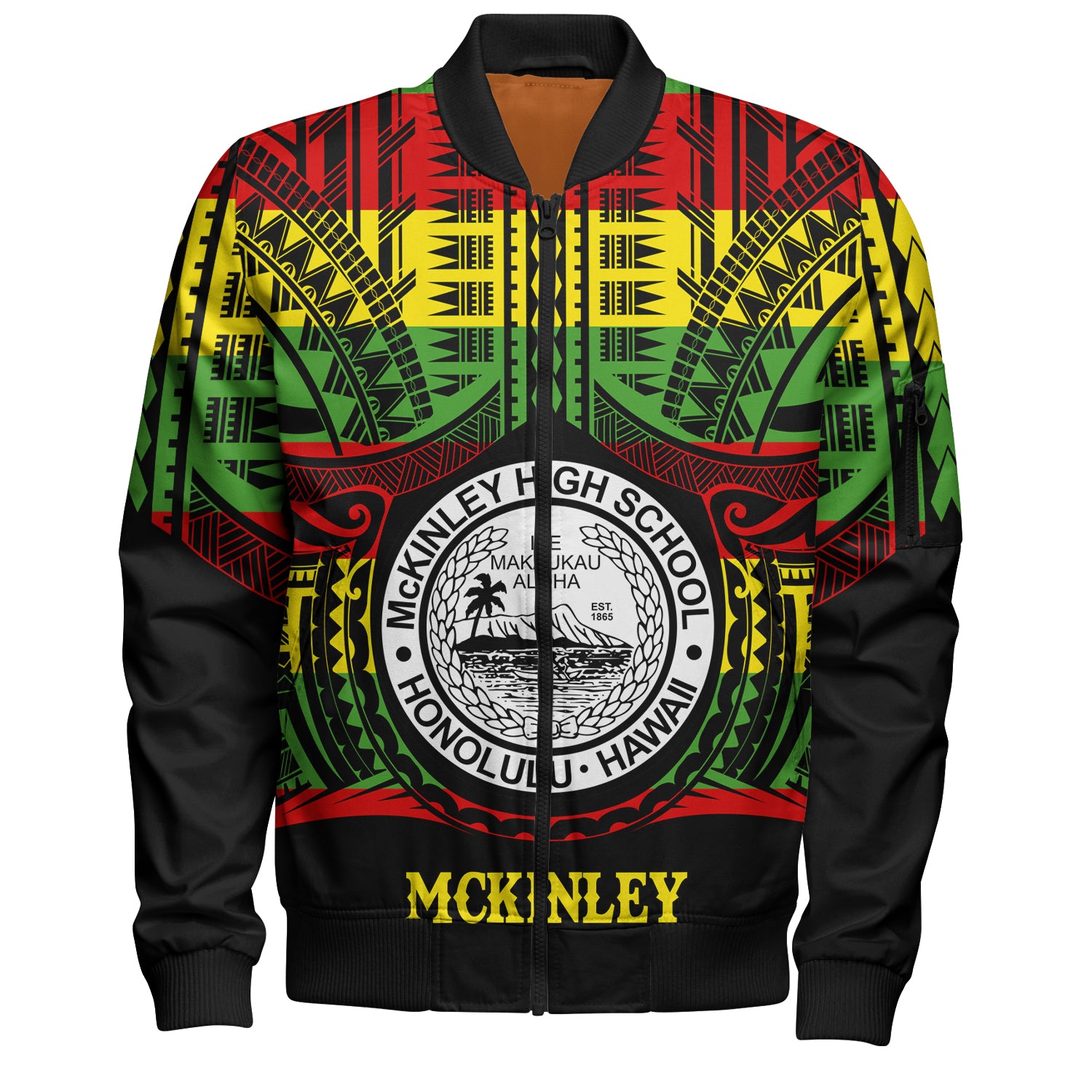 Hawaii Bomber Jacket President William McKinley High School Reggae Color Polynesian