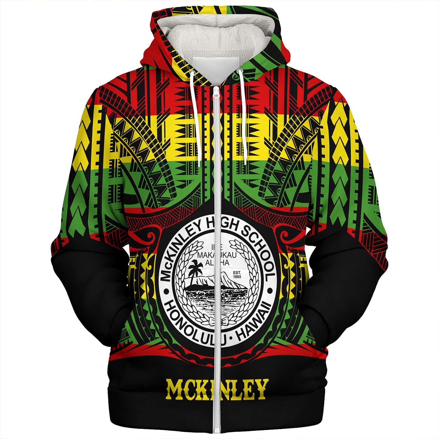 Hawaii Sherpa Hoodie President William McKinley High School Reggae Color Polynesian