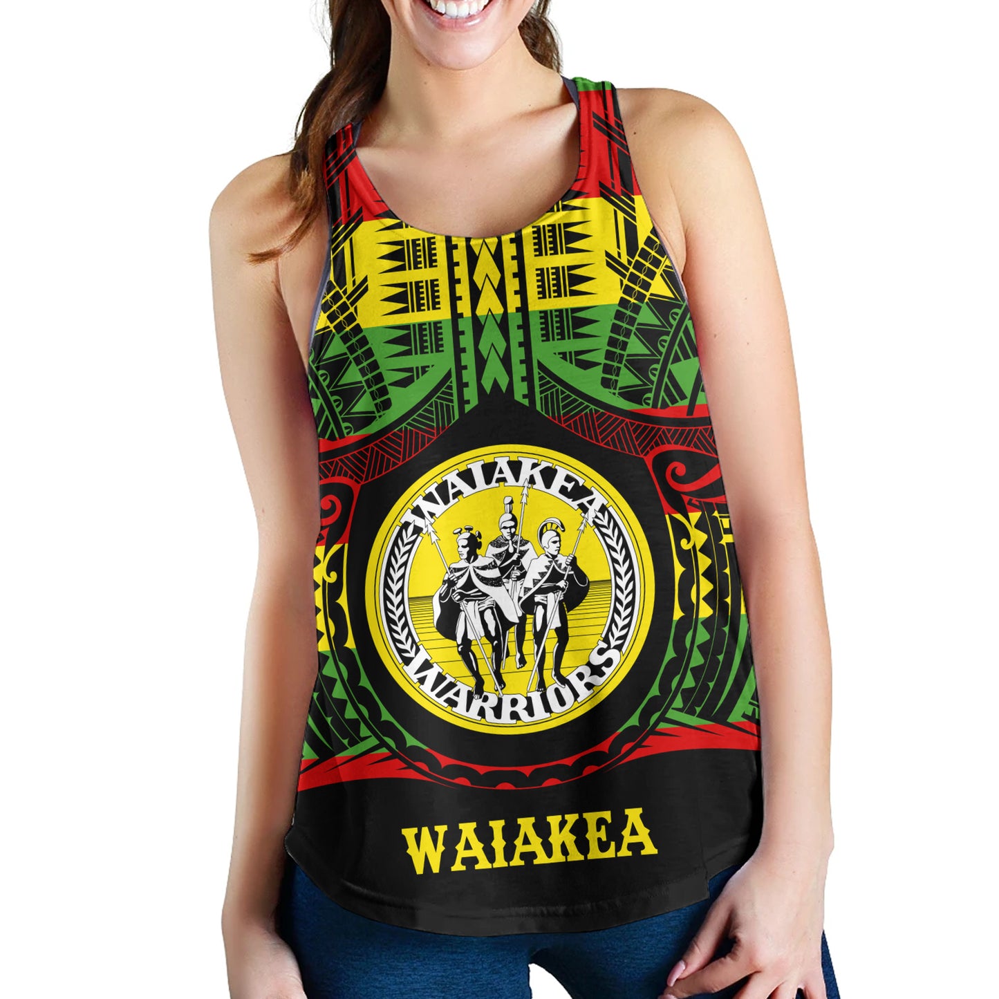 Hawaii Women Tank Waiakea High School Reggae Color Polynesian